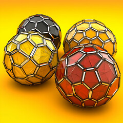 Obraz premium 3D Abstract Yellow Background with Geometric Spheres