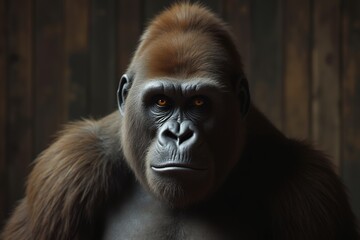 Obraz premium Close-Up of a Realistic Gorilla Portrait with Intense Gaze