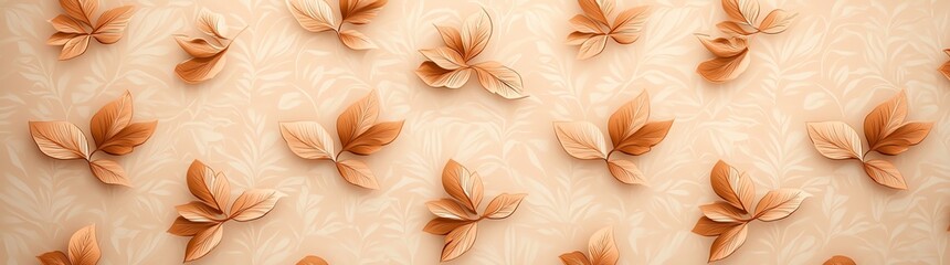Elegant floral pattern with textured leaves, showcasing a warm, earthy tone. Perfect for backgrounds, wallpapers, and design projects, creating a natural and harmonious atmosphere.