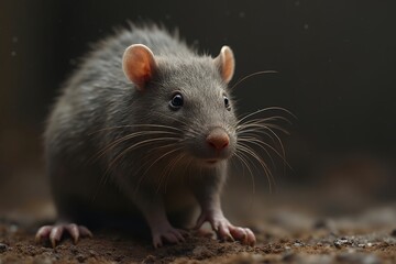 Close-up of a Curious Gray Rat in Natural Habitat