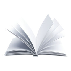 An open book with pages fanned out, showcasing its blank interior, inviting creativity and imagination.