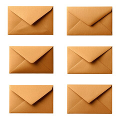 A collection of six golden envelopes arranged in a grid pattern, showcasing their elegant design and texture.