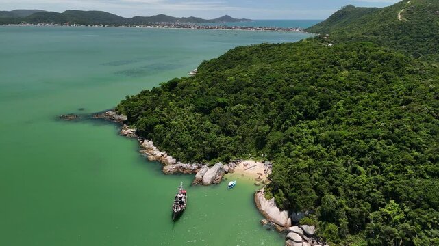Aerial view of Ca&ccedil;&atilde;o Beach - Bombinhas, Santa Catarina, Brazil