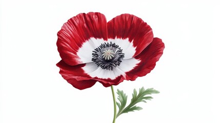 Stunning Red and White Flower with Unique Petal Patterns Displaying Natural Beauty, Elegance, and Intricacy Against a Clean Background for Art and Design Projects