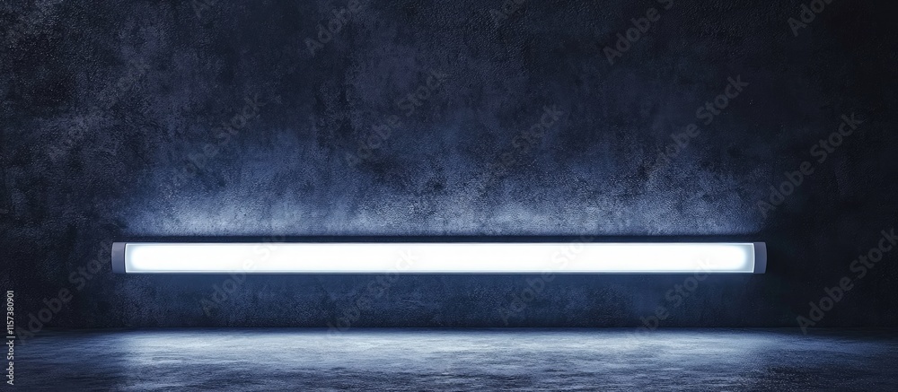 Poster handheld fluorescent lamp replacement e commerce showcase with space for custom text on dark texture