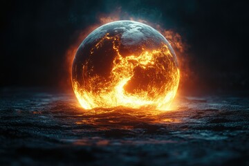 A vivid illustration of continental drift over time, with tectonic plate boundaries glowing brightly against a dark Earth model,copy space background