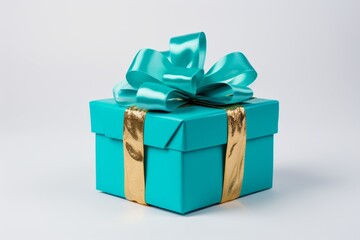 Obraz premium Stylized gift box with geometric shapes and ribbon on minimalist background for visual focus