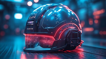 Fototapeta premium Futuristic Helmet: Cyberpunk Tech Headgear