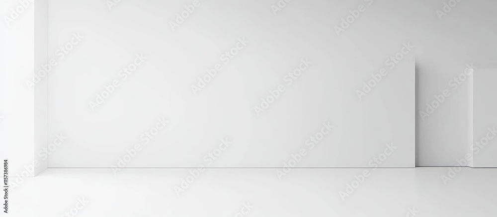 Poster minimalist workspace with clean white background and ample empty space for customizable text or desi