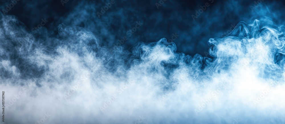 Poster atmospheric blue and white fog background for design with ample empty space for text or graphic elem