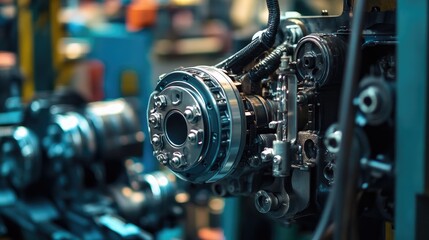 Fototapeta premium Electric Vehicle Engine Components: Operation, Maintenance, and Efficiency Optimization in Automotive Technology