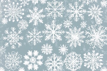 seamless snowflake pattern in white and silver tones on frosty blue background