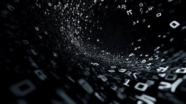 Abstract swirling digital data stream.