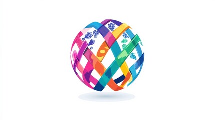 Obraz premium Abstract Colorful Globe Design Featuring Vibrant Patterns and Shapes Representing Global Diversity and Connection in Modern Art Style