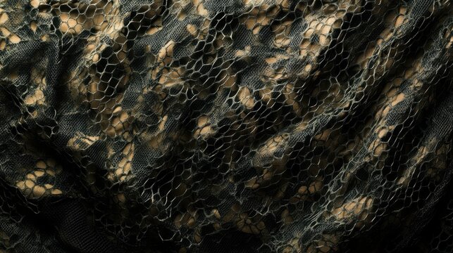 Camouflage netting texture in earthy tones for military or outdoor backgrounds and design applications