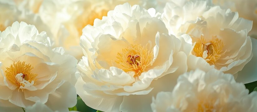 Soft Peonies in Bloom with Sunlight Glow and Green Grass Ideal for Greeting Cards and Floral Backgrounds with Room for Personal Messages