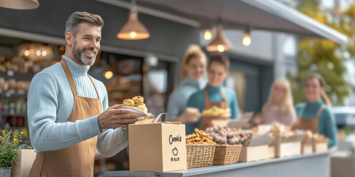 Fresh food stalls with engaging workshops and smiling vendors