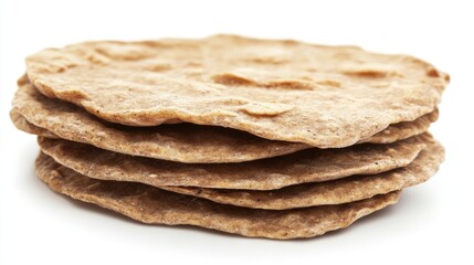 Organic Rye Flatbread Stack Isolated on White Healthy Whole Foods for Nutrition Detox Low Calorie Diet Bread Alternative