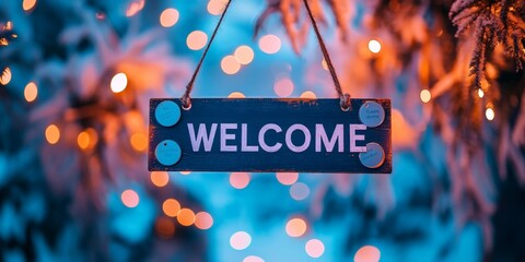 Cheerful Hanging Welcome Sign with Multicolored Tags