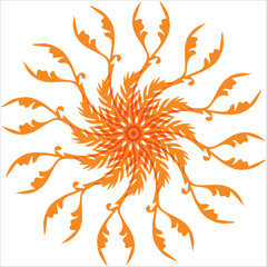 Abstract Orange and Yellow Round Floral Pattern.