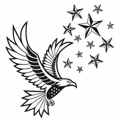 Star Cluster vector silhouette black design white background