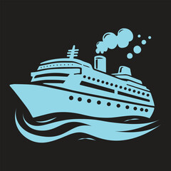 Obraz premium cruise ship clip art. Flat monochrome vector illustration 
