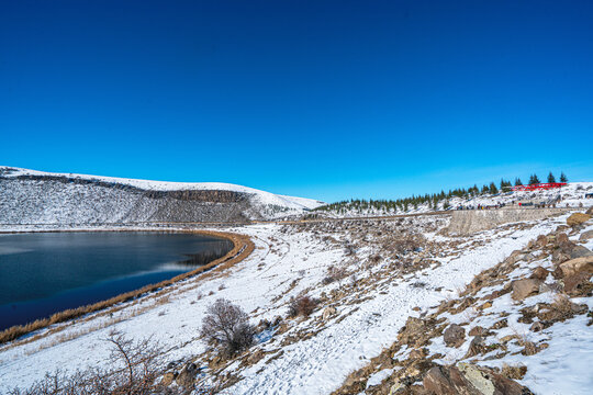 The scenic views of Lake Nar (Nar or Narlı G&ouml;l&uuml;) is a brackish crater lake situated on the borderline between Aksaray  and Niğde, Turkey