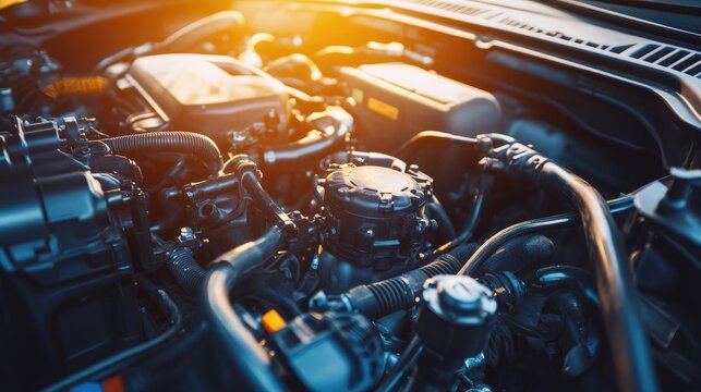 Vehicle engine maintenance inspecting fluids and components for leaks and replenishing brake power steering and cooling systems