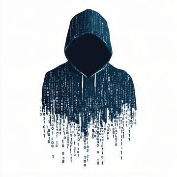 data hacker vector silhouette icon logo, isolated on white