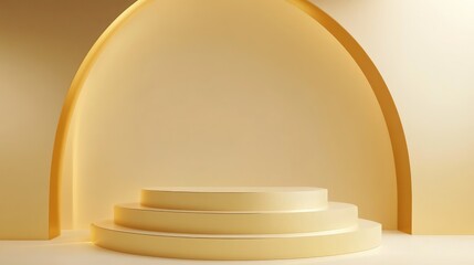 Obraz premium Elegant Presentation Podium for Business Strategies with Soft Yellow Background and Minimalistic Design for Effective Communication