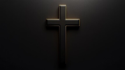 Elegant Black Gradient Background Featuring a Golden Highlighted Cross Design Ideal for Religious and Spiritual Themes