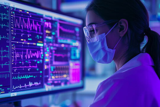 AI surgical assistant analyzes patient data in a modern medical facility