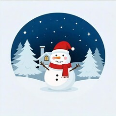 Obraz premium Cute snowmen wearing winter accessories like scarves, hats, and hats, surrounded by snowflakes and stars against a light blue background