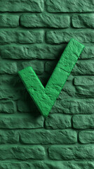 Green Checkmark on Green Brick Wall