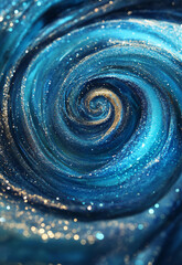 Cobalt and aqua metallic swirl with glitter accents and a smooth textured grain