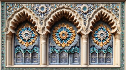 Obraz premium Intricate Islamic Architectural Design Featuring Three Arches