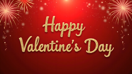 Happy Valentine's Day greeting with fireworks.  Concept of love, celebration, and festivity.