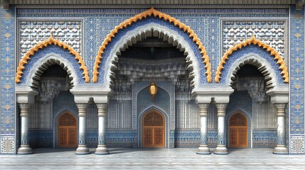 Obraz premium Ornate Mosque Entrance With Blue Mosaic Tilework