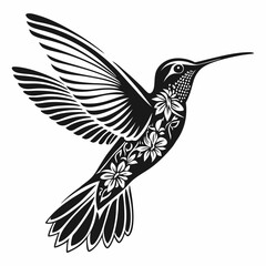 Hummingbird Wings vector silhouette black design white background