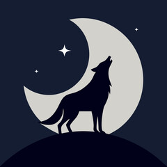 wolf howling at the moon