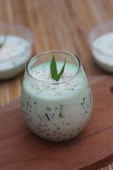 Refreshing Pandan Sago Dessert in Glass