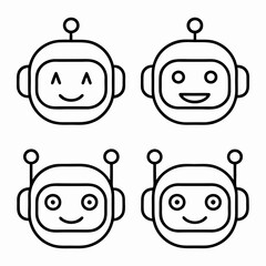 Robot Face Icon lineart Bundle Vector Design.