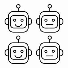 Robot Face Icon lineart Bundle Vector Design.