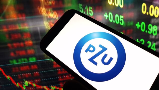 Konskie, Poland - December 25, 2024: Powszechny Zaklad Ubezpieczen company logo displayed on mobile phone