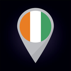 Cote D'ivoire Flag on Location Pin. vector illustration