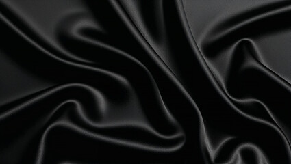 Fototapeta premium Luxurious black satin background with waving folds