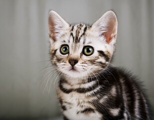 Obraz premium Little bengal kitten on the white fury blanket