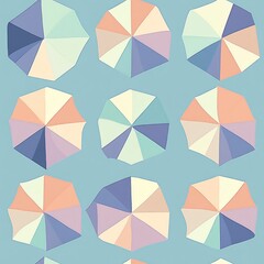 Fototapeta premium Pastel beach umbrellas overhead view seamless pattern.