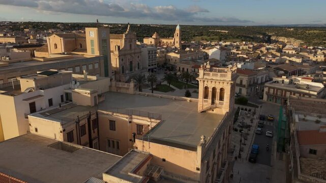 flying towards church in Ispica Sicily