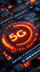 Obraz premium A glowing 5G speedometer on a stylish smartphone UI with a green tint promises blazing-fast mobile connectivity.